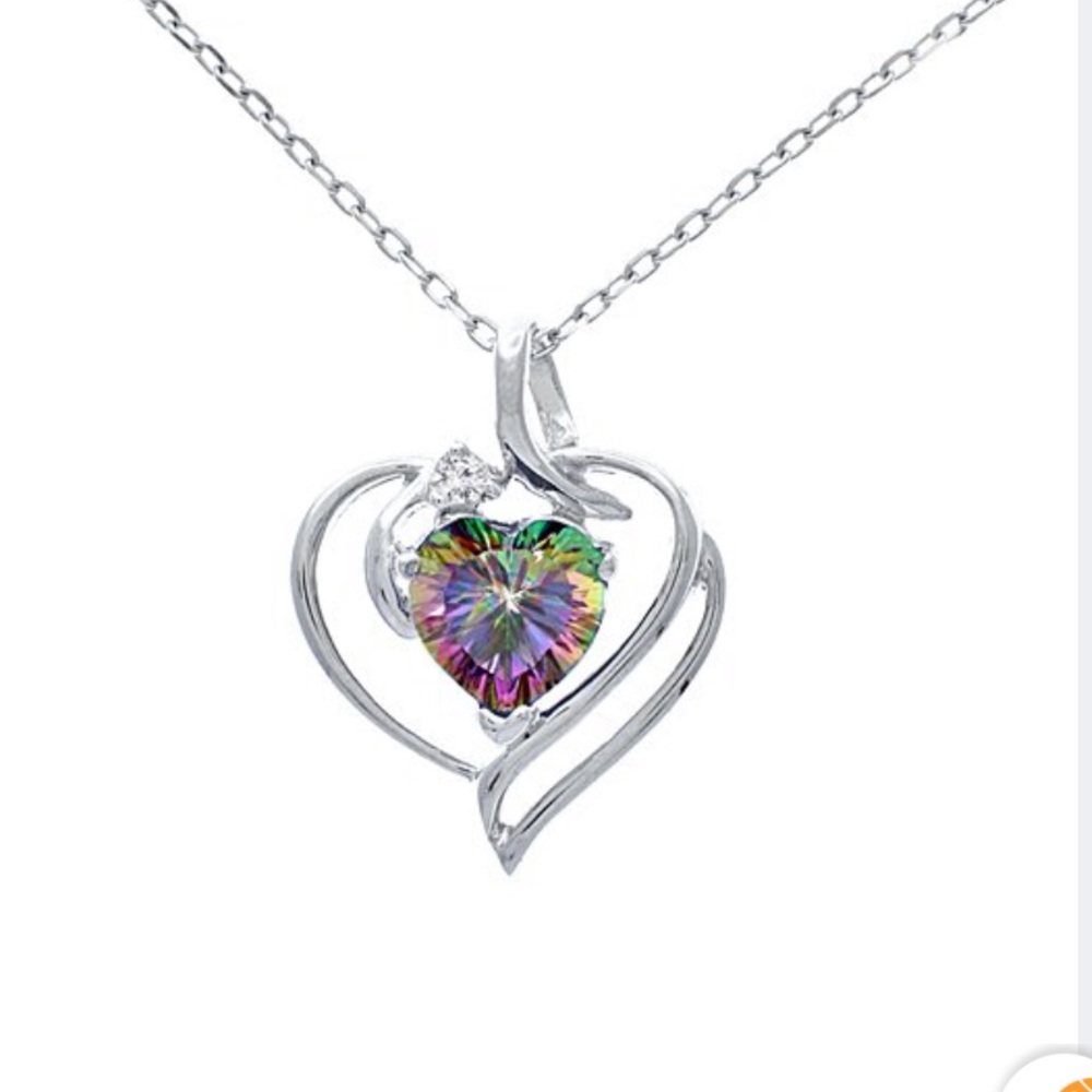 Beautiful Rainbow Topaz & Cubic Zirconia Necklace